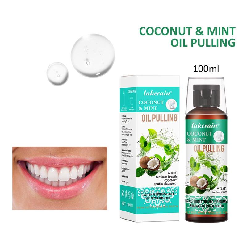 Coconut & Mint Oil Pulling, Natural Coconut Oil Mouthwash, Summer Oral Care Cleaning Oil, Fresh Breath Oral Care Product