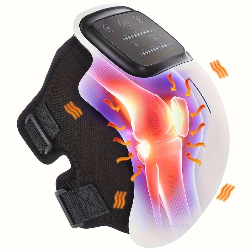 Knee Massager, Heat and Vibration, Adjustable Temperature, with Clear LED Screen, Portable Rechargeable Massager for Knee Discomfort, Muscle Relaxation Gift Cordless