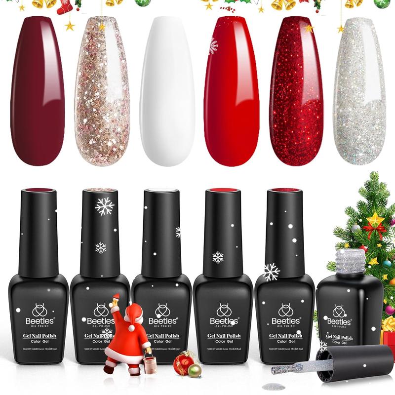 Beetles Advent Calendar 2024 6Pcs Glitter  Gel Nail Polish Set Gift for Women Girls