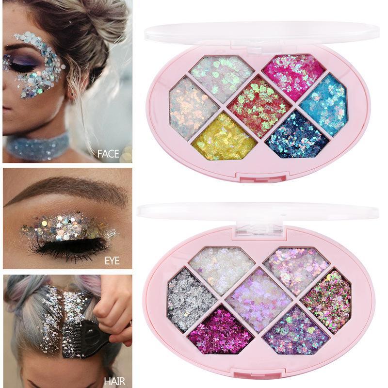 7 Color Glitter Eyeshadow Palette, Shimmering Eye Shadow Makeup Palette, Pigmented Eyeshadow Powder for Daily and Party