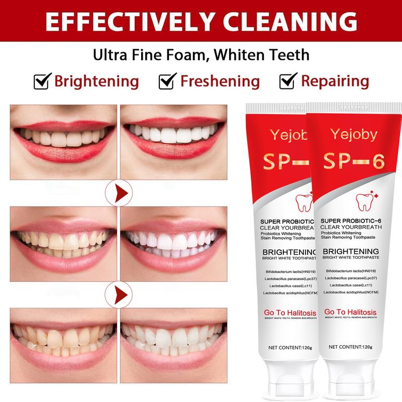 Sp-6 Ultra Whitening,Sp 6 Toothpaste, Ultra Whitening Toothpaste Sp-6,Probiotic Brightening Toothpaste,Deep Cleaning Care Toothpaste,Fresh Breath Toothpaste