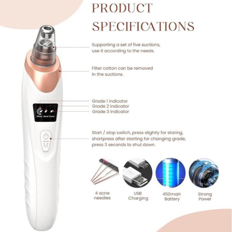 Electric Nose Blackhead Cleaner, Vacuum Suction Exfoliating T-zone Oil Cleaning Face Deep Pore Cleaner, Multifunctional Facial Cleaning Tool