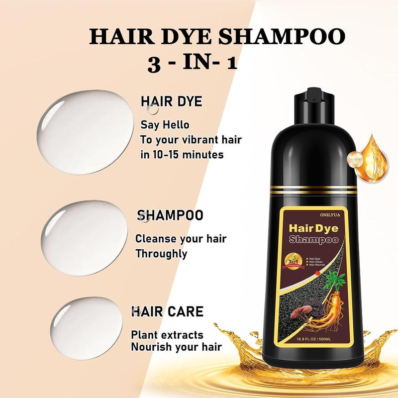 Plant-Based Hair Dye Shampoo – Light Brown 3-in-1 Hair Color with Herbal Ingredients, 99% Gray Coverage, Natural Haircare Products