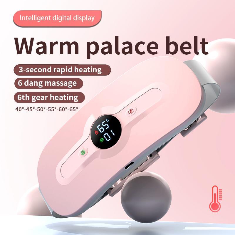 Portable Cordless Heating Pad, 3s Fast Heating Waist Belt with 6 Gear Vibration Massage, Body Beauty Instrument for Women