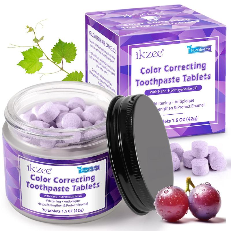 Color Correcting Toothpaste Tablets, 1 Box Long Lasting Fresh Breath Toothpaste Tablets, Portable Travel Toothpaste for Daily Oral Care