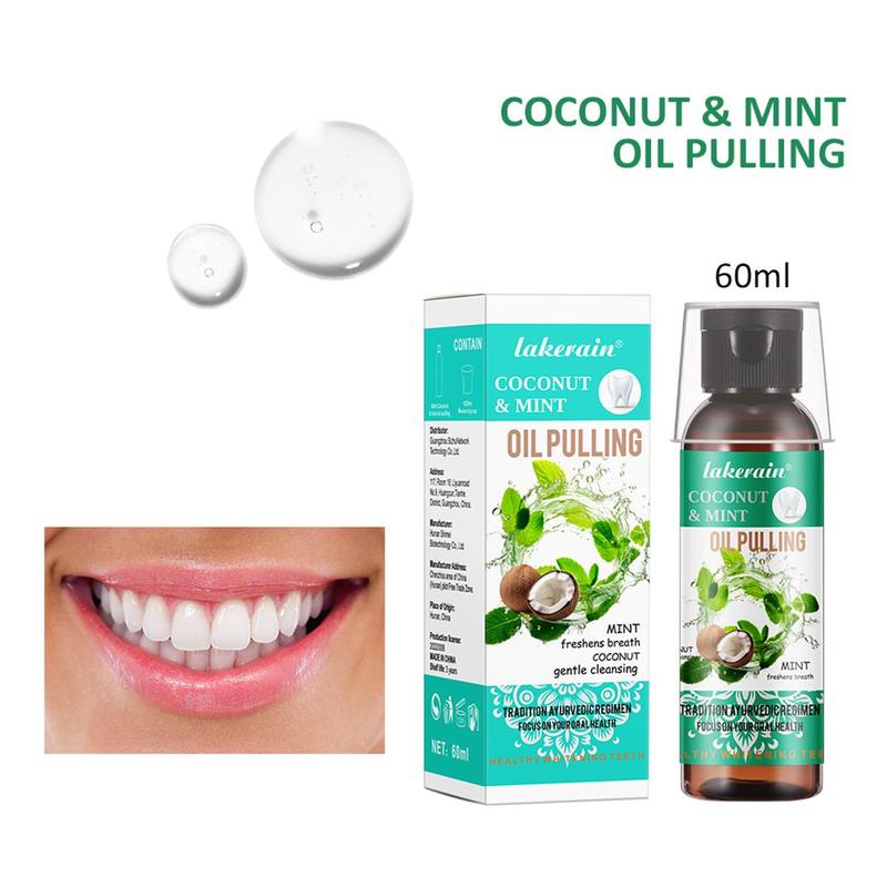 Coconut & Mint Oil Pulling, Natural Coconut Oil Mouthwash, Summer Oral Care Cleaning Oil, Fresh Breath Oral Care Product