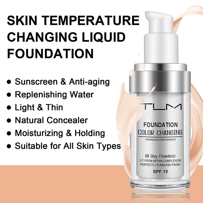 2 Pack TLM Color Changing Foundation Liquid Base Makeup Change To Your Skin Tone By Just Blending, white full coverage foundation, Makeup Foundation BB Concealer Blemish Balm 30ml Cosmetic Cream