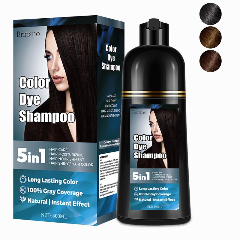 5 in 1 hair dye shampoo 500ml gray coverage+100% herbal ingredients moisturizing hair dye does not harm the skin, has no irritating odor, is easy to operate, used for hair care, nourishment, moisturization, and hair gloss Haircare Coconut Color Gentle