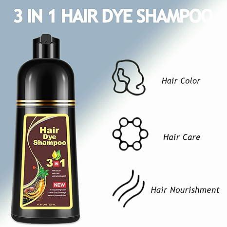 Black Hair Color Shampoo 500ML Instant Hair Dye Shampoo Haircare for Men & Women-Color Shampoo for any hair color in Minutes-Long Lasting-Safe & Easy to Use black hair instant black