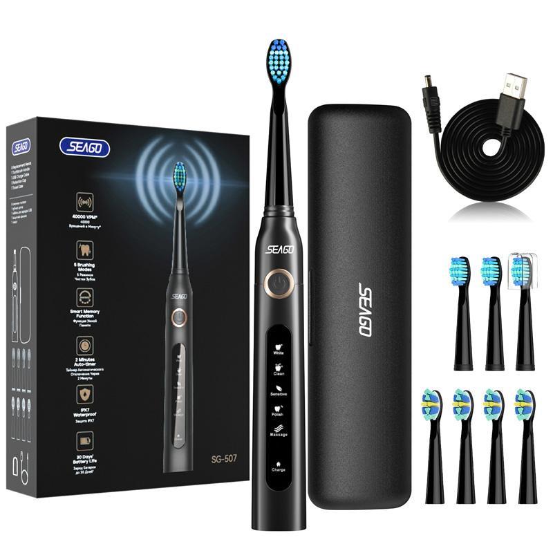 Electric Toothbrush Set, 1 Box 40000 VPM Electric Toothbrush & 8 Counts Brush Heads & 1 Count Travel Box, Suitable for Men and Women, Birthday Gifts