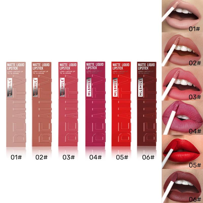 Long Lasting Lip Gloss, 6 Counts set Matte Lipstick, Moisturizing Lipsticks for All Occasions Lip Makeup, Girls and Women Makeup Accessories