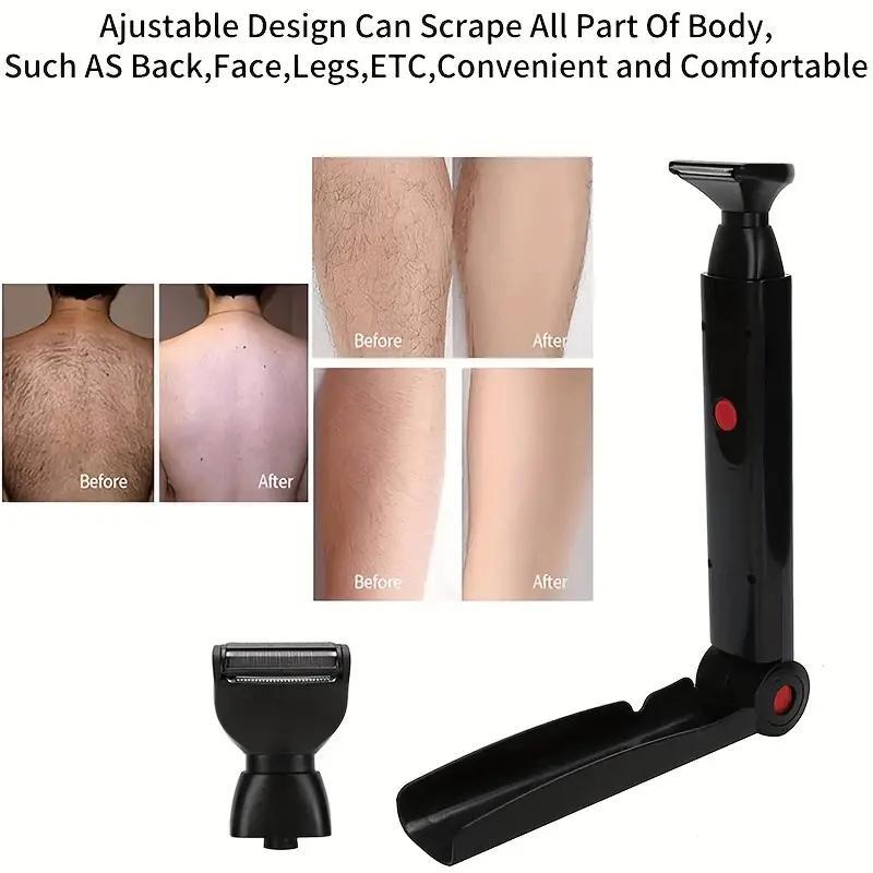 Foldable Back Electric Shaver, 1 Count Portable Rechargeable Razor, Leg Hair Removal Instrument