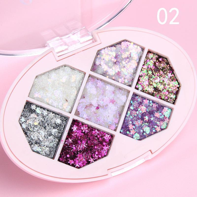 7 Color Glitter Eyeshadow Palette, Shimmering Eye Shadow Makeup Palette, Pigmented Eyeshadow Powder for Daily and Party