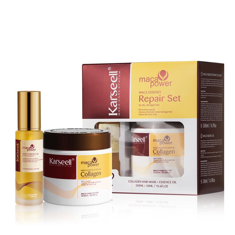 Karseell Collagen Hair Treatment Deep Repair Conditioning, Hair Mask Argan Oil Set for All Hair Types 16.9floz + 1.69floz