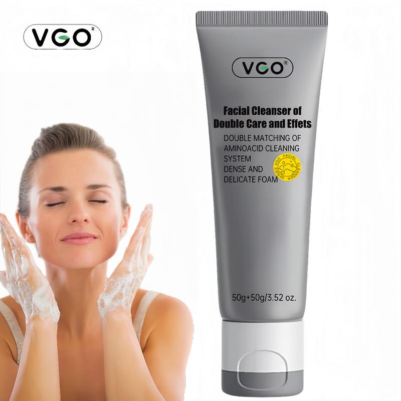 VGO Facial Cleanser of Double Care and Effets 50g All types of skins Cleanse and moisturize-A Cleansing Skincare Gentle Charcoal