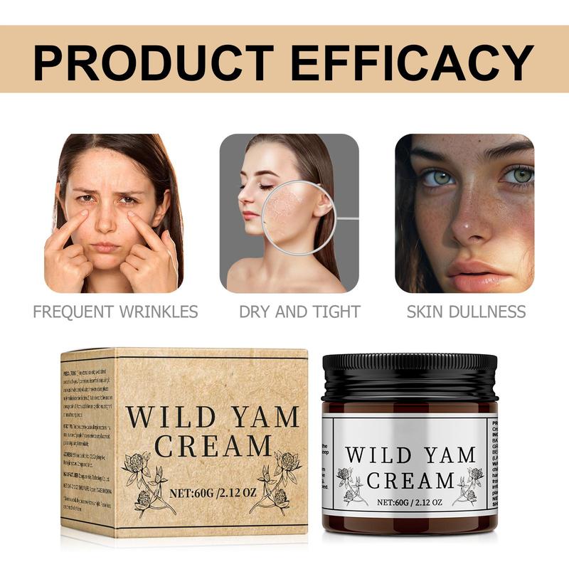 Organic Concentrated Wild Yam Cream, 1 2 Counts Natural Extract Moisturizer for Women & Men, Easy to Apply, Deep Hydrating Facial Cream, Christmas, Christmas Gift