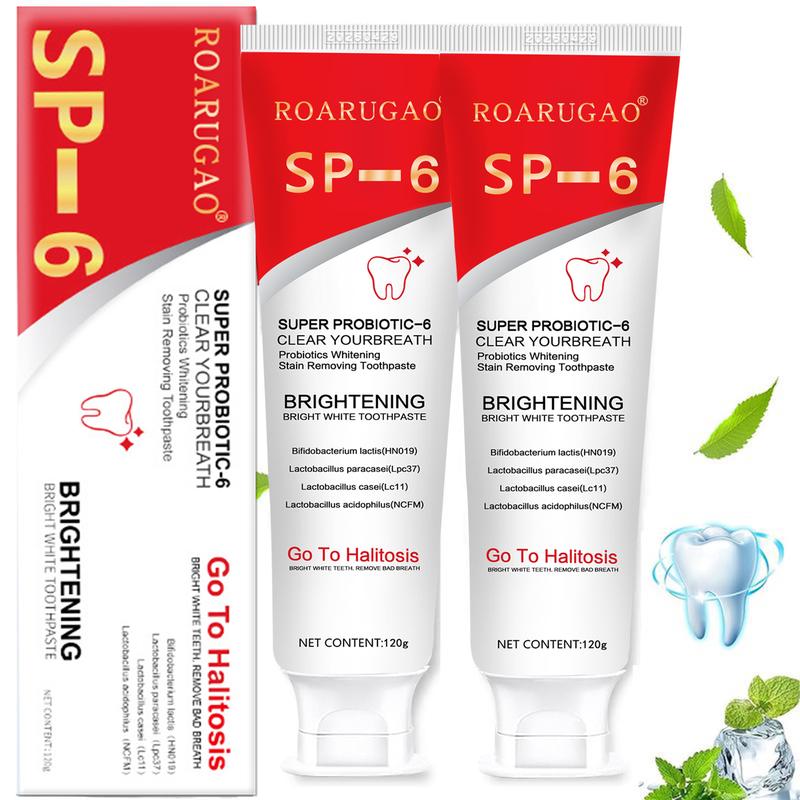 SP-6 Probiotic Whitening Toothpaste - Enhanced Formula with 6 Probiotics for Teeth Whitening and Gum Health - Enamel-Safe, Fluoride-Free