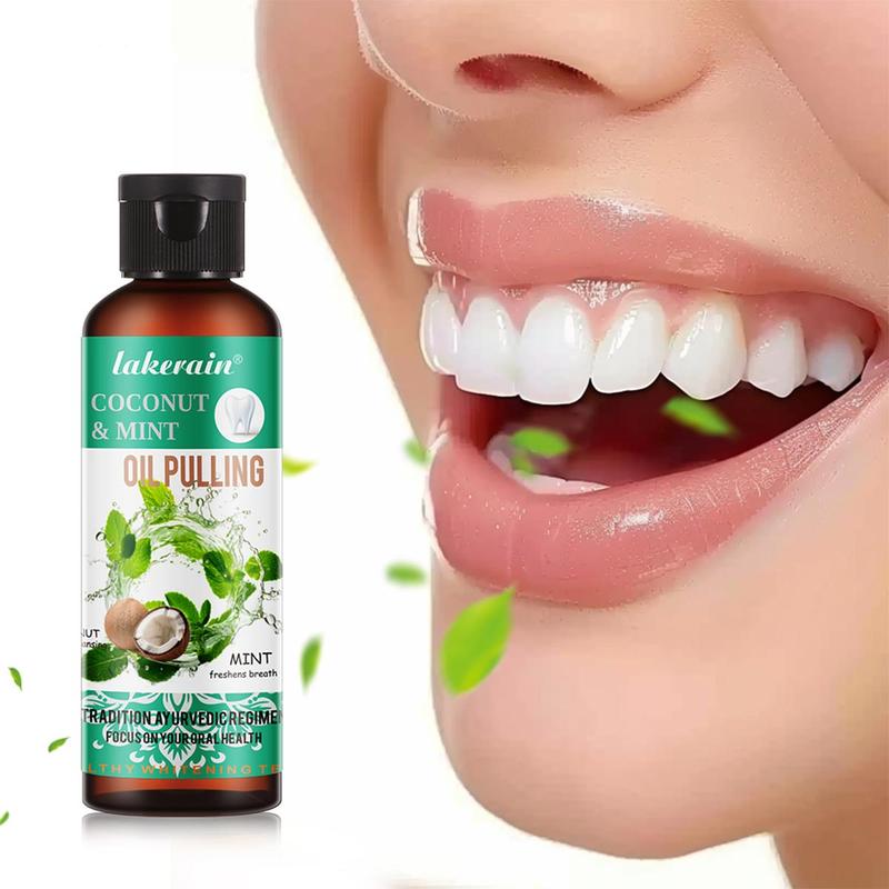 Coconut & Mint Oil Pulling, Natural Coconut Oil Mouthwash, Summer Oral Care Cleaning Oil, Fresh Breath Oral Care Product