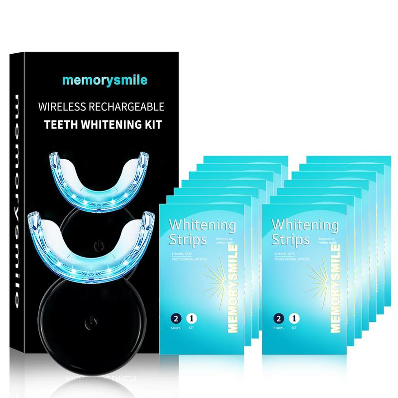 Wireless Teeth Makeup Whitener Kit, Including 1 Count Teeth Whitener Light & 14pcs Teeth Whitener Strips, Teeth Whitener Kit Home Dental Care Kit, Brightening Oral Care Set, Gift For Christmas & Fall, Winter Gift, Christmas Gift