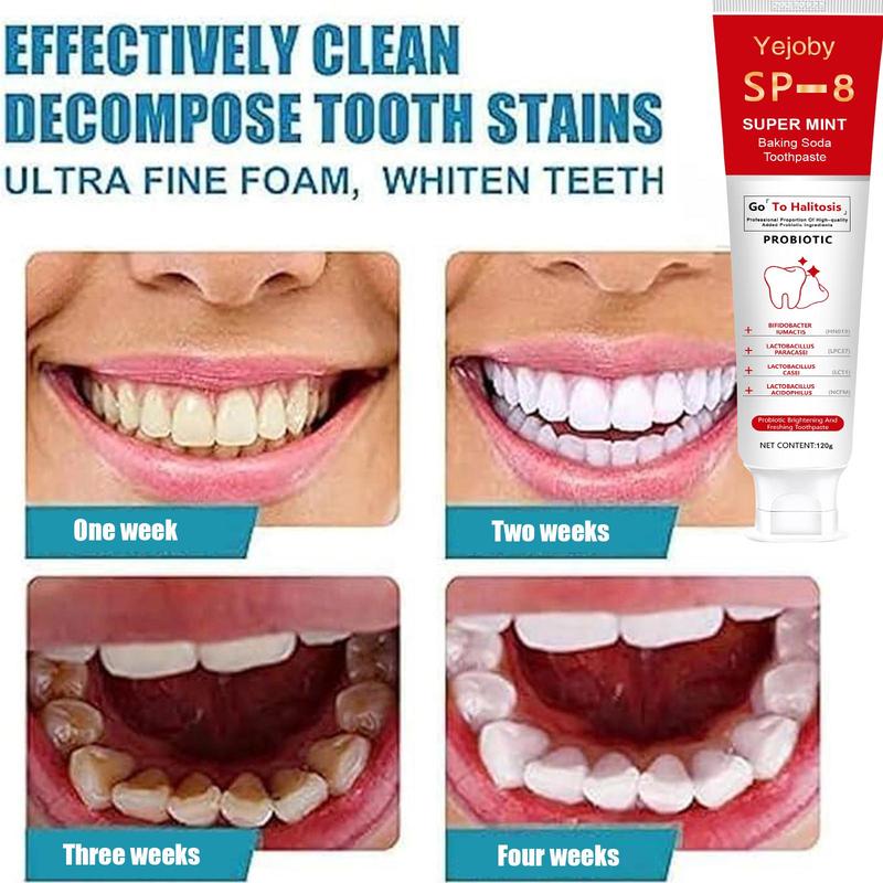 (3 Counts only 12$) SP-8 whitening Toothpaste, Super sp8 brightening Oral probiotic, sp 8 Bright White Toothpaste for Stain Removing, Fresh Breath & Teeth Health Whitening Solution Effect is better than SP-6 and SP-7,SP-8 SP-6 SP-4 sp-8 sp-6 sp8 SP-10