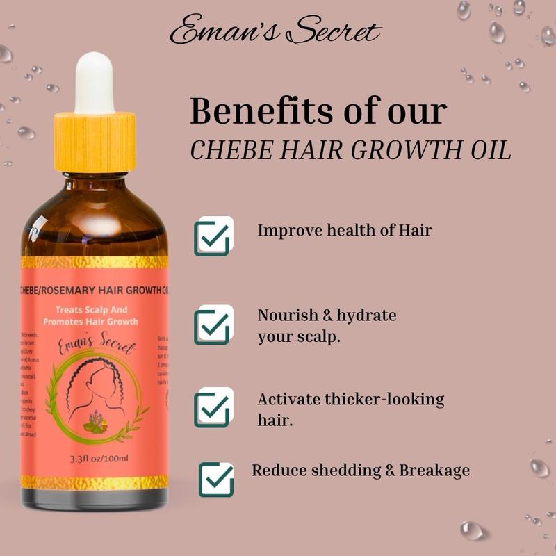 Eman’s secret Ayruvedic Hair Growth Oil Nourishing Chebe Rosemary Haircare Comfort for all hair types Comb