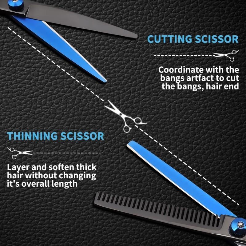 Hair Styling Tool Set, 7 Counts set Professional Hair Cutting Kit, Including Thinning Scissors, Comb, Clips, Storage Bag, Hairdressing Tool for Salon & Barber Shop