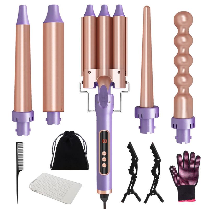 Comfortable Curling Iron Wand 5 in 1 set with 3 barrels,For women,Fast heating,All hair types,Great gift,Adds comfort to your styling. beauty  tools