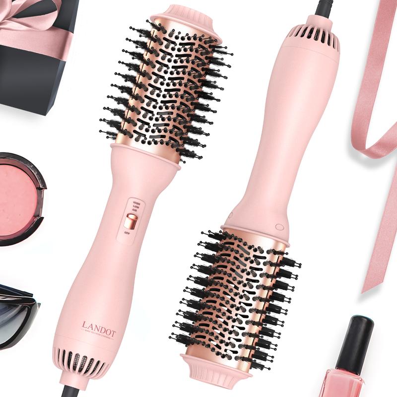 LANDOT Blowout Brush One-Step HairDryer Thermal Brush Smoothing Salon Plug Titanium ComfortA Moment for You 