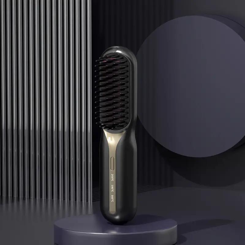 Portable Electric Hair Straightener Brush, Rechargeable Hair Straightening Comb, Hair Styling Tool for Home & Travel