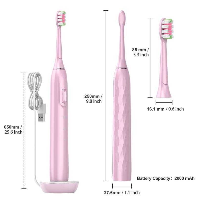 JOYYE Electric Toothbrush IPX7 Waterproof Core Low noise,4 Replacement Heads,4 Cleaning Modes Rechargeable,Long Battery Life, Ideal for Home & Travel