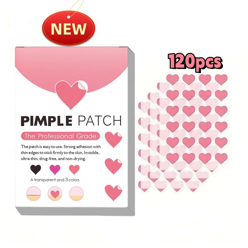 Heart Shaped Acne Patch, 120pcs box Invisible Acne Cover Patches, Facial Skin Care Patches, Acne Treatment Patches for Women & Men