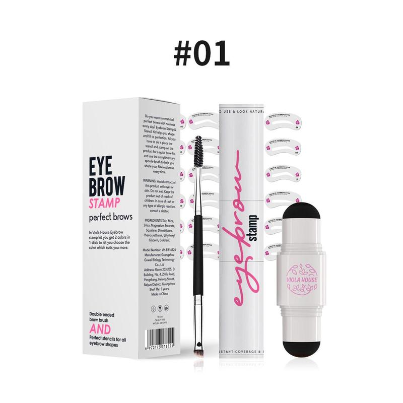 Eyebrow Makeup Kit, 1 Count Double-ended Eyebrow Stamp & 1 Count Eyebrow Brush, Long Lasting Eyebrow Makeup Tool, Eye Brow Styling Brush, Brow Shading & Filling Powder, Eyebrow Makeup Products