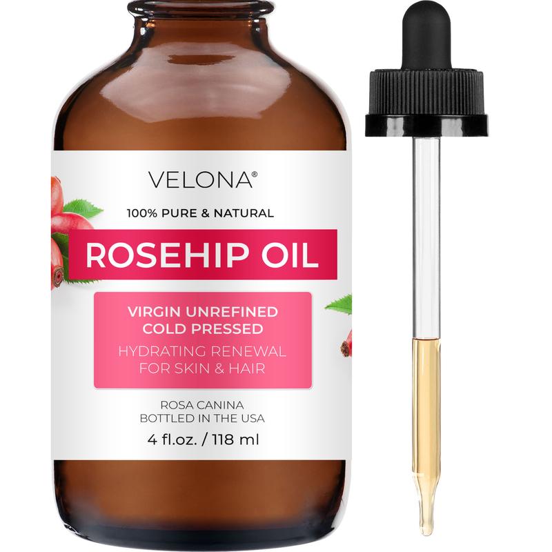 velona Rosehip Oil - 4 Fl Oz in Glass Bottle | 100% Pure and Natural Carrier Oil| Unrefined, Cold Pressed | Moisturizing Face, Hair, Skin, Scars, Stretch Marks