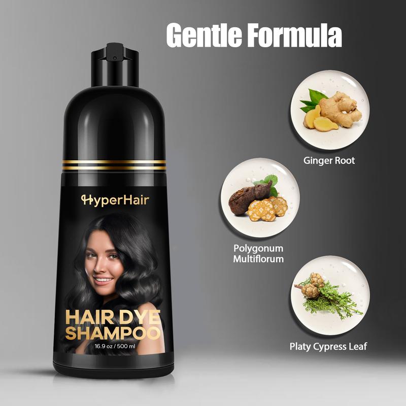 HyperHair Hair Dye Shampoo, Herbal Ingredients Hair Dye, Shampoo for Gray Hair for Women & Men, Long Lasting & Coverage Haircare