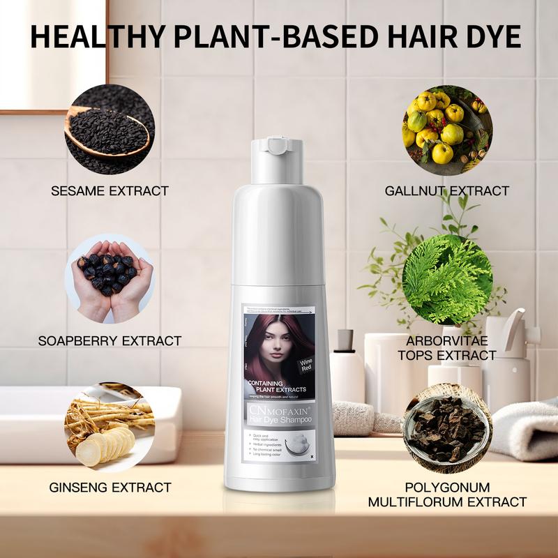 Hair Dye Shampoo 3-in-1 for Men & Women - Instant Hair Color Shampoo for 99.9% Gray Hair Coverage & Beard - Herbal Ingredients Natural Plant-Based Hair Dye Shampoo for HairCare & Dye