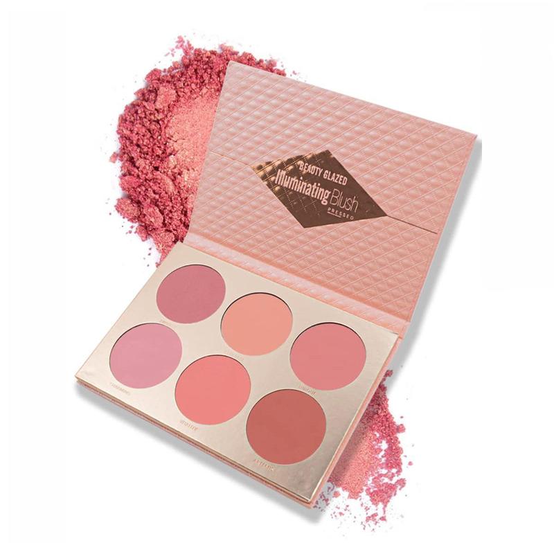 6 Colors Natural Blusher Palette, Long Lasting Shimmering Blush Palette, Cheeks Contour Blush Pressed Powder, Natural Look Blush for Daily Makeup