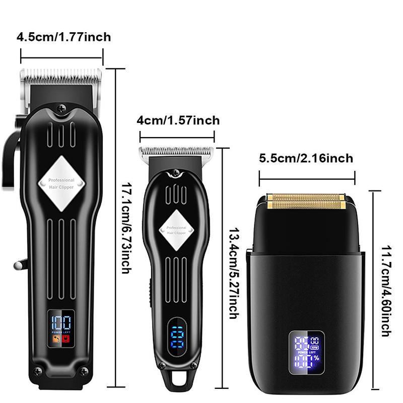 3 in 1 Electric Shaver Kit with Digital Display, 1 Set Multi-use Rechargeable Hair Clipper Set with Accessories, Electric Beard Hair Trimmer for Men, National Day Offers, Christmas, Christmas Gift