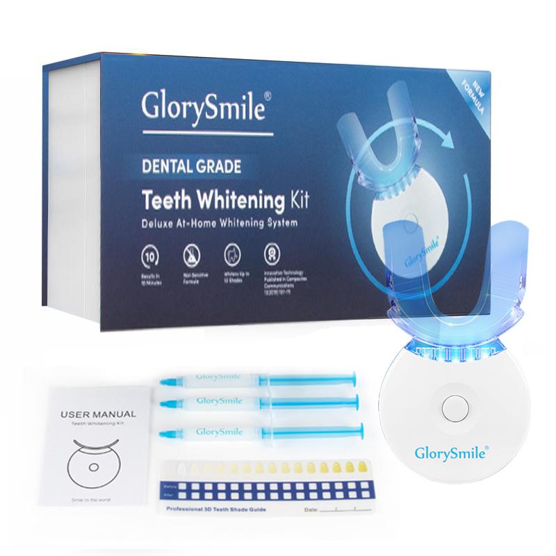 GlorySmile-Teeth Whitening Kit with 5x LED Light, 22% CP, Teeth Whitening Light with 3 Carbamide Peroxide Teeth Whitening Gel for Sensitive Teeth, Non-Sensitive Fast Teeth Whitener, Enamel Safe and Gentle, Effective, Travel-Friendly, Easy to Use