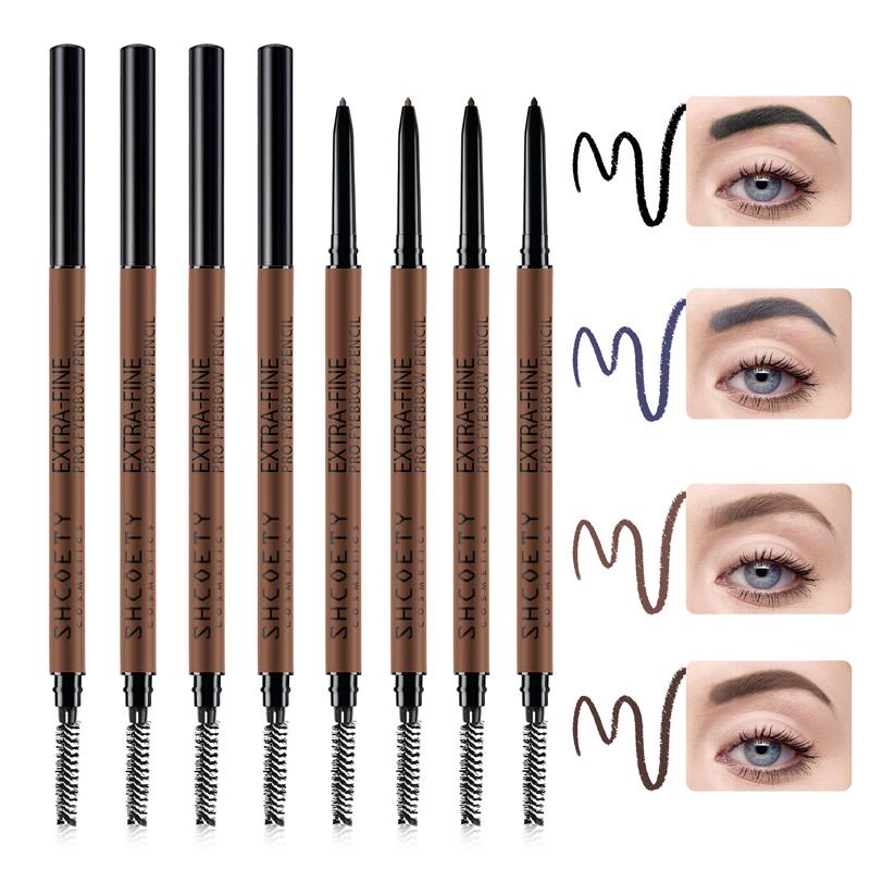 SHCOETY Double head ultra-Fine Eyebrow Pencil 4-color natural long-lasting waterproof, sweat resistant and non-smudding ultra-fine core Makeup Cosmetic