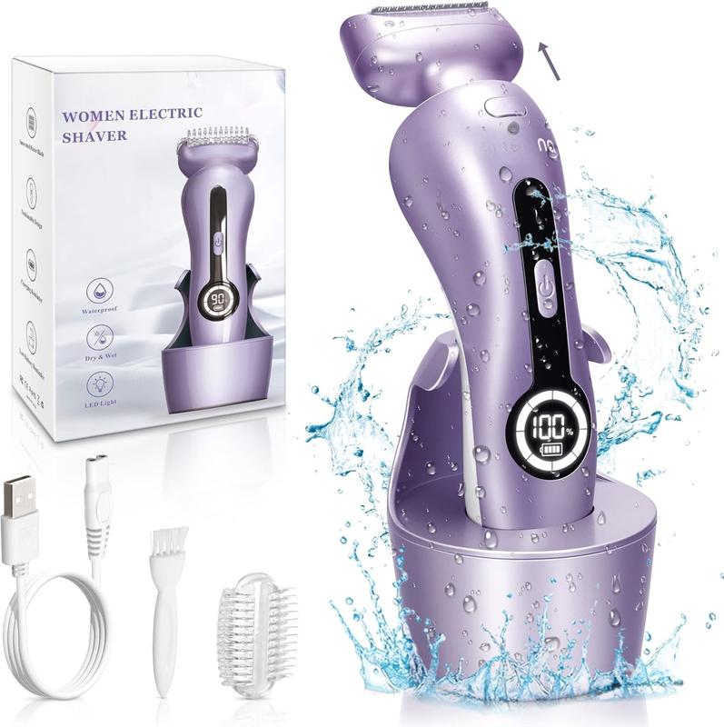 Electric Shaver for Women Electric Razor for Womens Bikini Legs Underarm Public Hairs Rechargeable Trimmer with Detachable Head Cordless Wet Dry Use