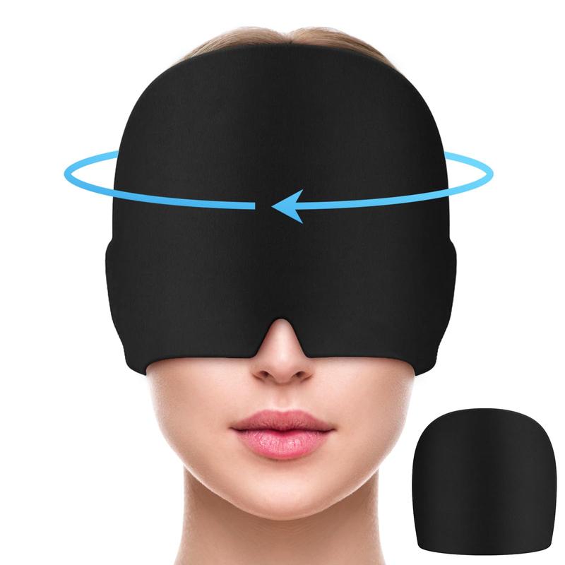 Migraine Relief Cap, All Around Gel Covered Reusable Headache Relief Cap, Black Migraine Cap for Headache Relief, Puffy Eyes