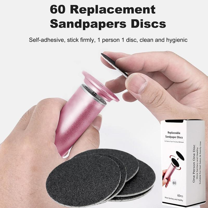 Electric Foot Callus Remover,Speed Adjustable Professional Pedicure Machine with 60 PCS Replacement Sandpaper Disks and Brush,Foot Care Tool to Remove Dry, Dead,Hard,Cracked Skin&Calluses Aluminum Manicure Nail Nail Care Nail Art Cutics