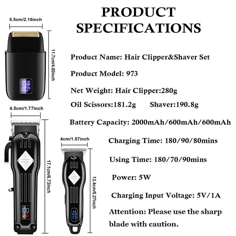 3 in 1 Electric Shaver Kit with Digital Display, 1 Set Multi-use Rechargeable Hair Clipper Set with Accessories, Electric Beard Hair Trimmer for Men, National Day Offers, Christmas, Christmas Gift