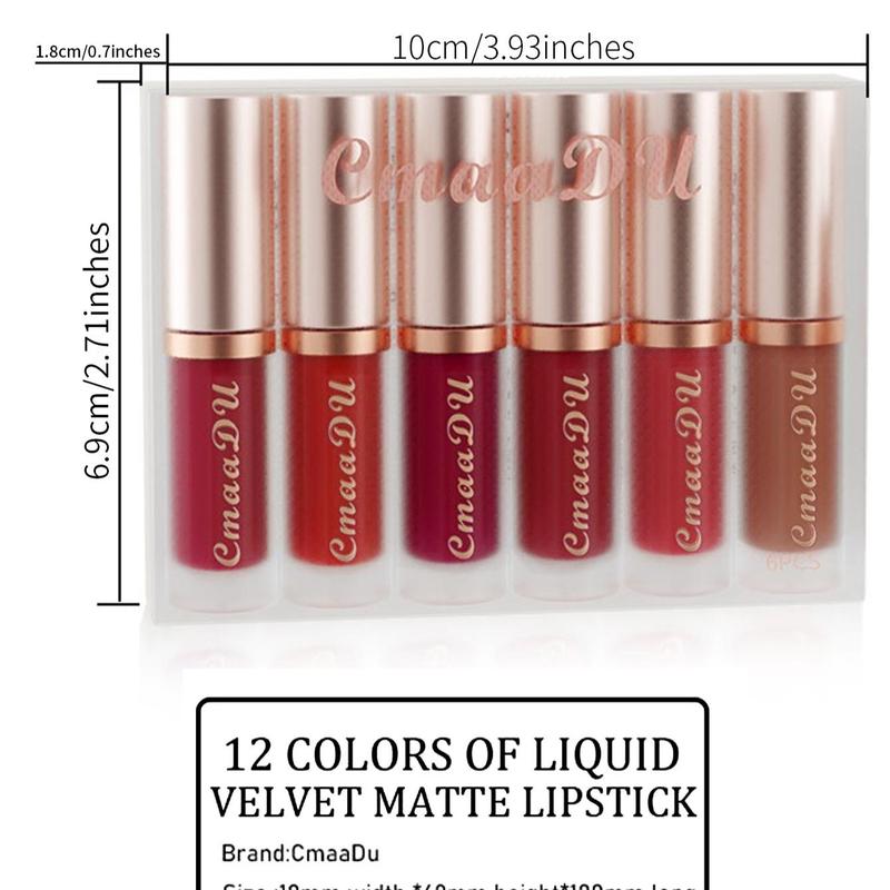 6pcs Matte Velvet Lipstick, Water Proof Matte Lip Balm, Long Lasting Easy Coloring Lip Sticks, Sweat Proof Moisturizing Matte Lipstick