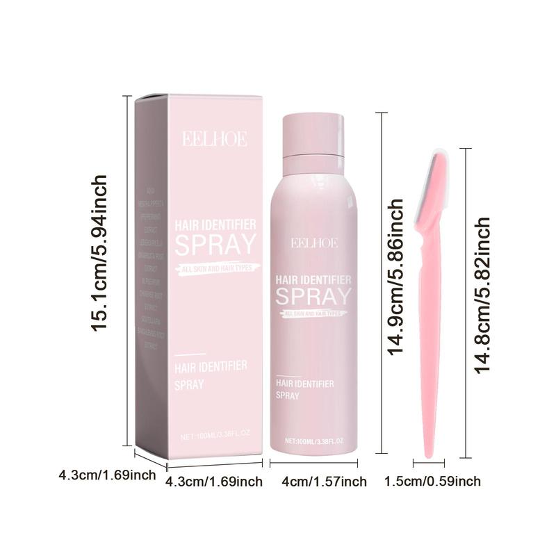 Hair Identifier Spray with 4 Counts Scraper, Moisturizing Skin Care Hair Removal Preparatory Spray, Facial Hair Removal Product for Men and Women