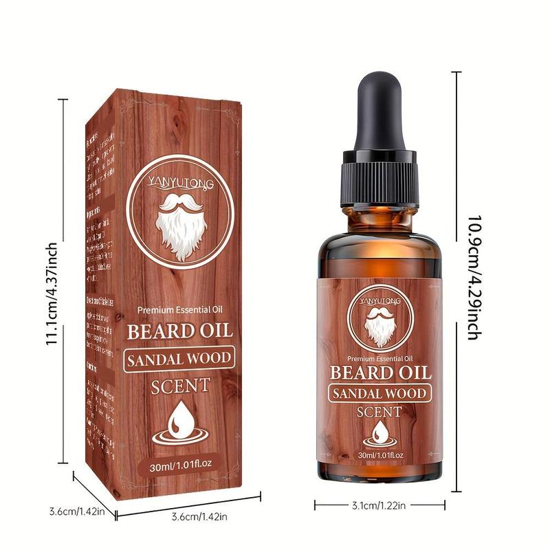 Sandalwood Beard Oil, 1 Count Moisturizing Beard Essential Oil, Beard Care Product for Men, Hair Care & Styling Product for Daily Use