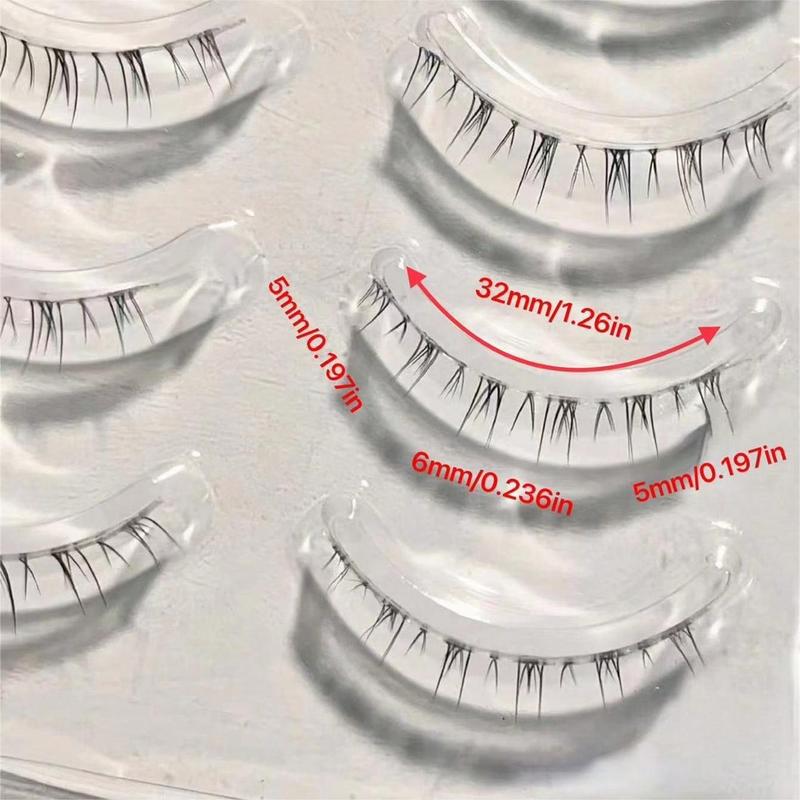 Natural False Lower Eyelashes, 5 Pairs Wispy Cat Eye Faux Cluster Lashes, Volumized False Eyelashes for Women and Girls Eye Makeup Enhancement