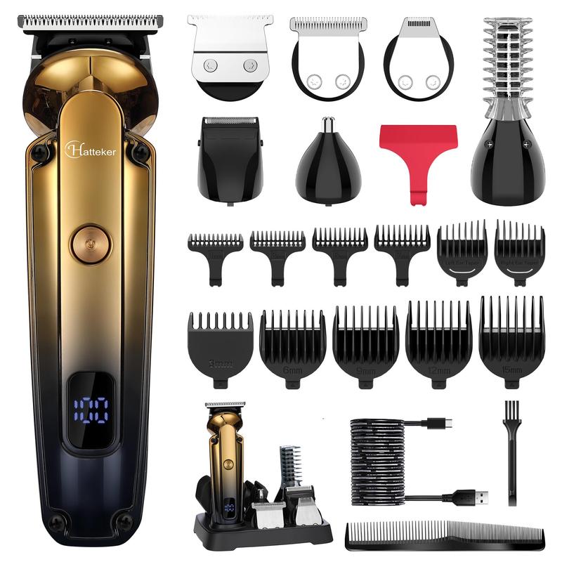 6 in 1 Electric Hair Trimmer, 1 Box Multifunctional Waterproof Hair Clipper with LED Display, Wet and Dry Use Grooming Kit for Men, Gift For Christmas & Fall, Winter Gift