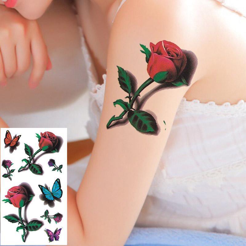 1 Sheet Floral & Butterfly Pattern Temporary Tattoo Sticker, Fake Tattoo Paste, Body Art Tattoo Sticker For Adults