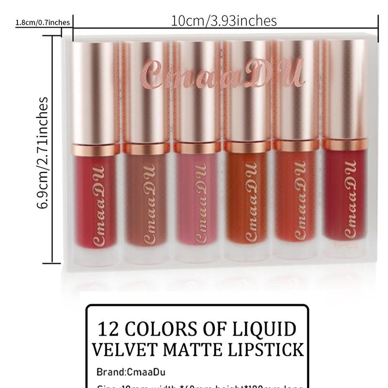 6pcs Matte Velvet Lipstick, Water Proof Matte Lip Balm, Long Lasting Easy Coloring Lip Sticks, Sweat Proof Moisturizing Matte Lipstick